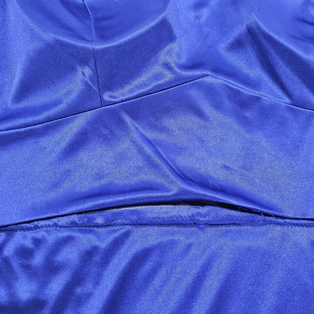 Sue Wong Cocktail Dress Womens Size 10 Cobalt Blue Embroidered Cap Sleeves Lined - Picture 15 of 15